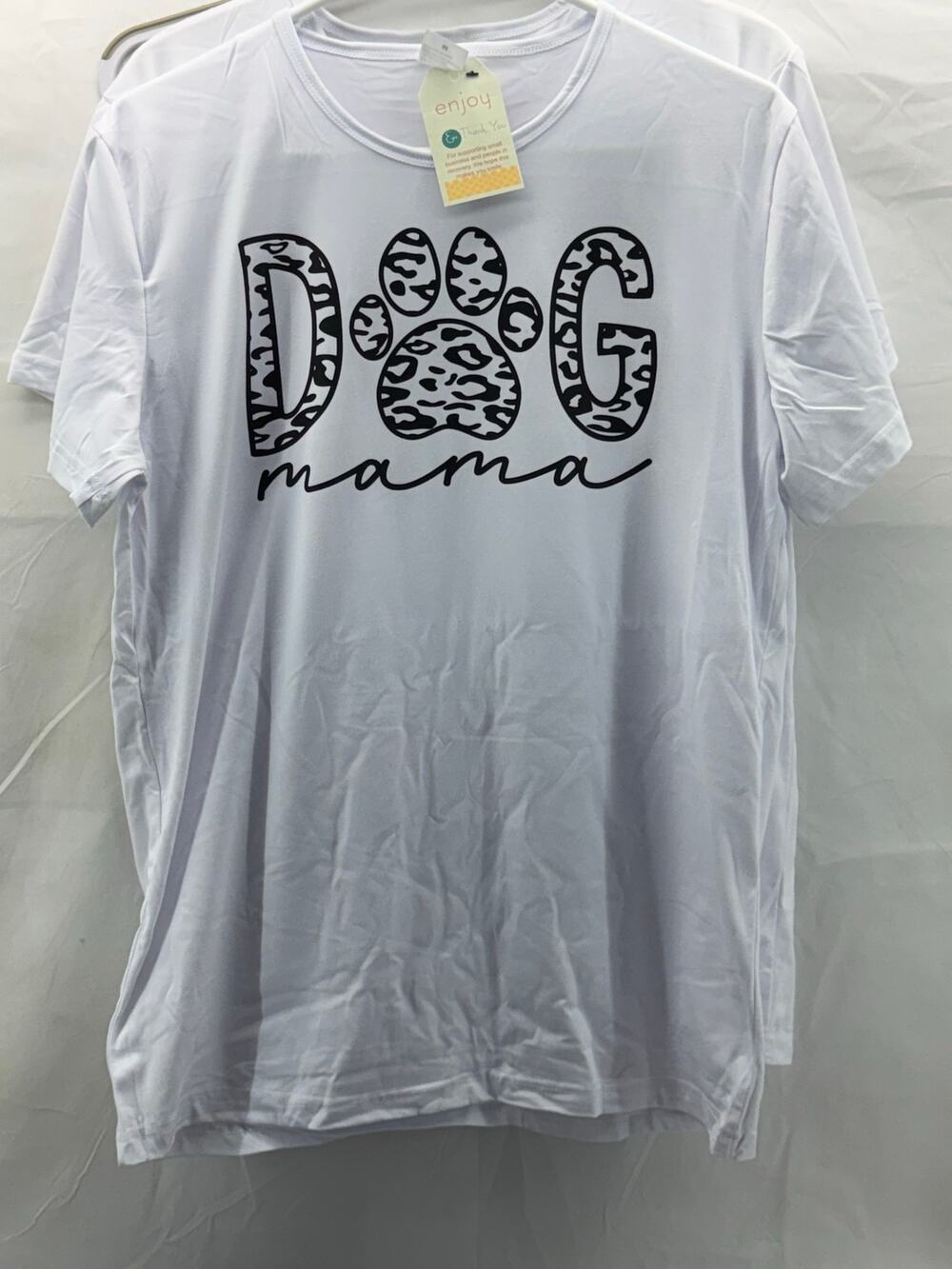 women's New custom Dog Mama M white t-shirt